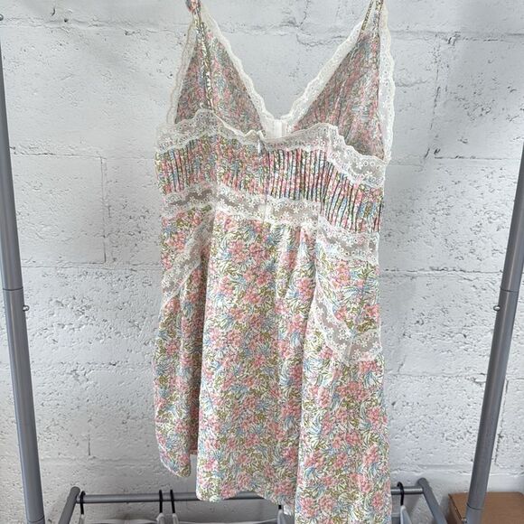 Floral Lace Trim Dress - For Love & Lemons - Size Large - Cute Spaghetti Strap - Picture 5 of 6